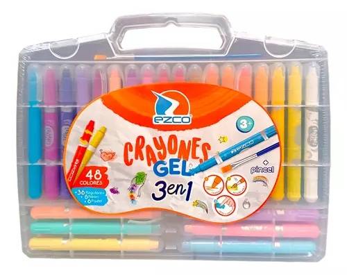 Crayon Ezco Gel *48 + Pincel 3En1