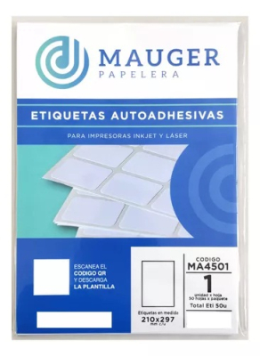 Etiqueta Autoadhesiva Mauger A4*50