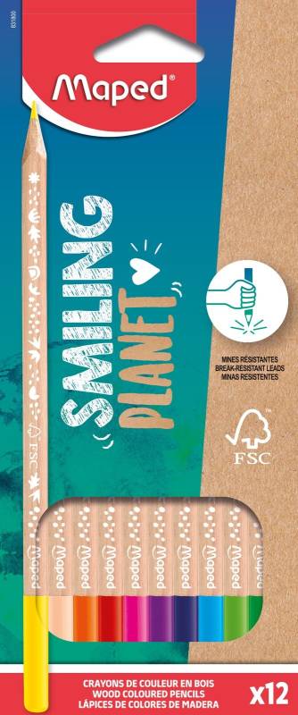 Lapiz Maped Color 12 Smiling Planet