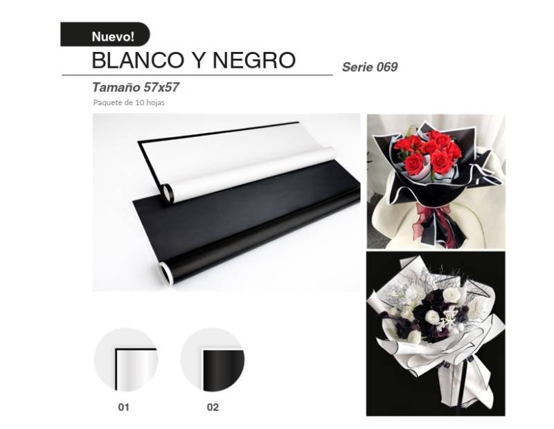 Papel Coreano Borde Blanco/Negro 69