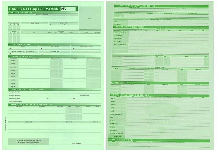 Carpeta Legajo Personal 2055 H