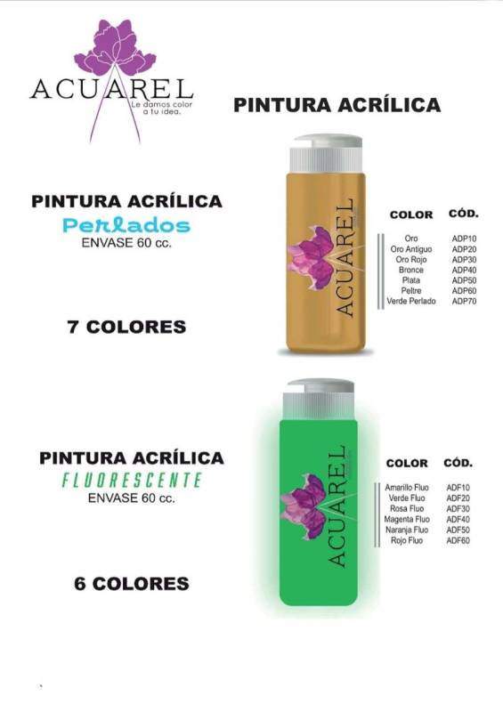 Acrilico Acuarel 60Cc Fluo/Perlado